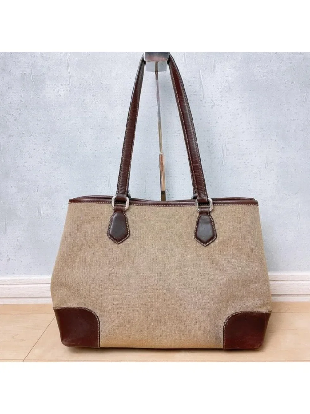 Prada Jacquard Canvas Tote Logo Brown